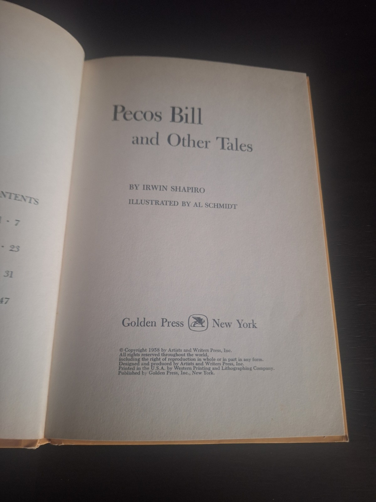 1958 Pecos Bill and Other Tales Golden Press HC Irwin Shapiro & Al Schmidt Art