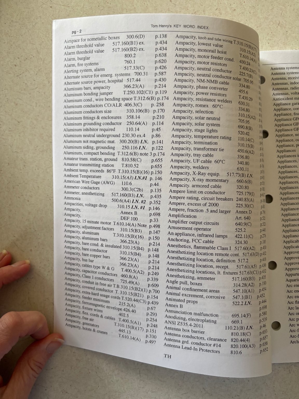 Tom Henry’s Key Word Index 2017 Nec Code 10th Printing Electrical Reference