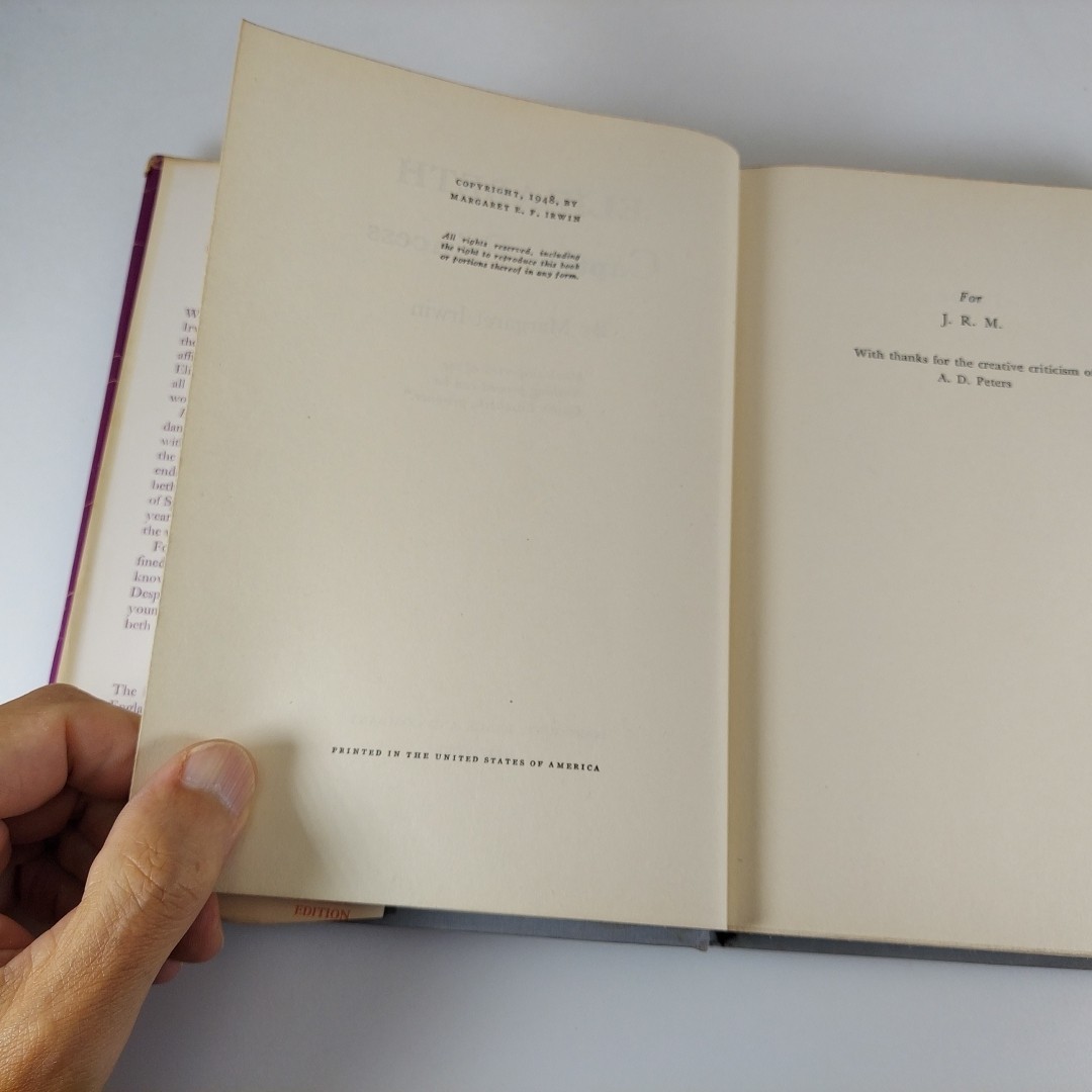 Elizabeth Captive Princess Margaret Irwin 1948 Harcourt, Brace & Co Book Club Ed