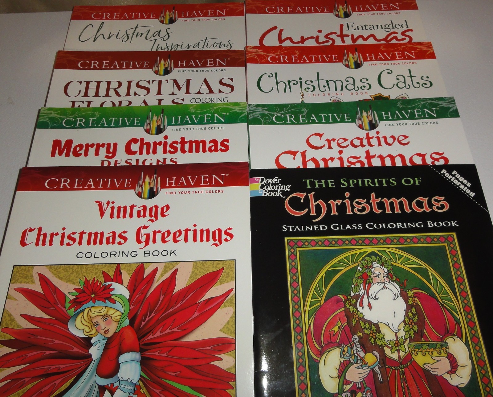 LOT 8 “CHRISTMAS” THEME COLORING BOOKS BY CREATIVE HAVEN/DOVER, NEW! $51 VALUE!