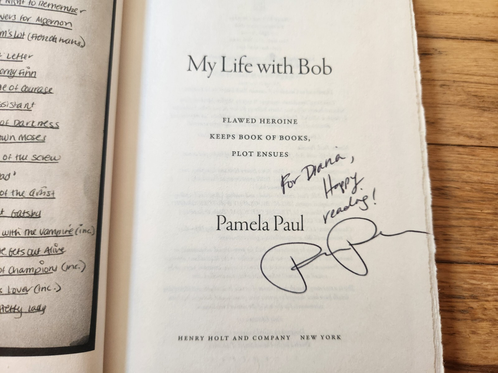 Pamela Paul SIGNED My Life With Bob 2017 First Edition Hardcover COA
