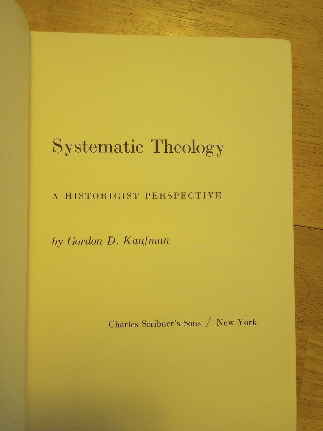Systematic Theology by Gordon D. Kaufman 1968