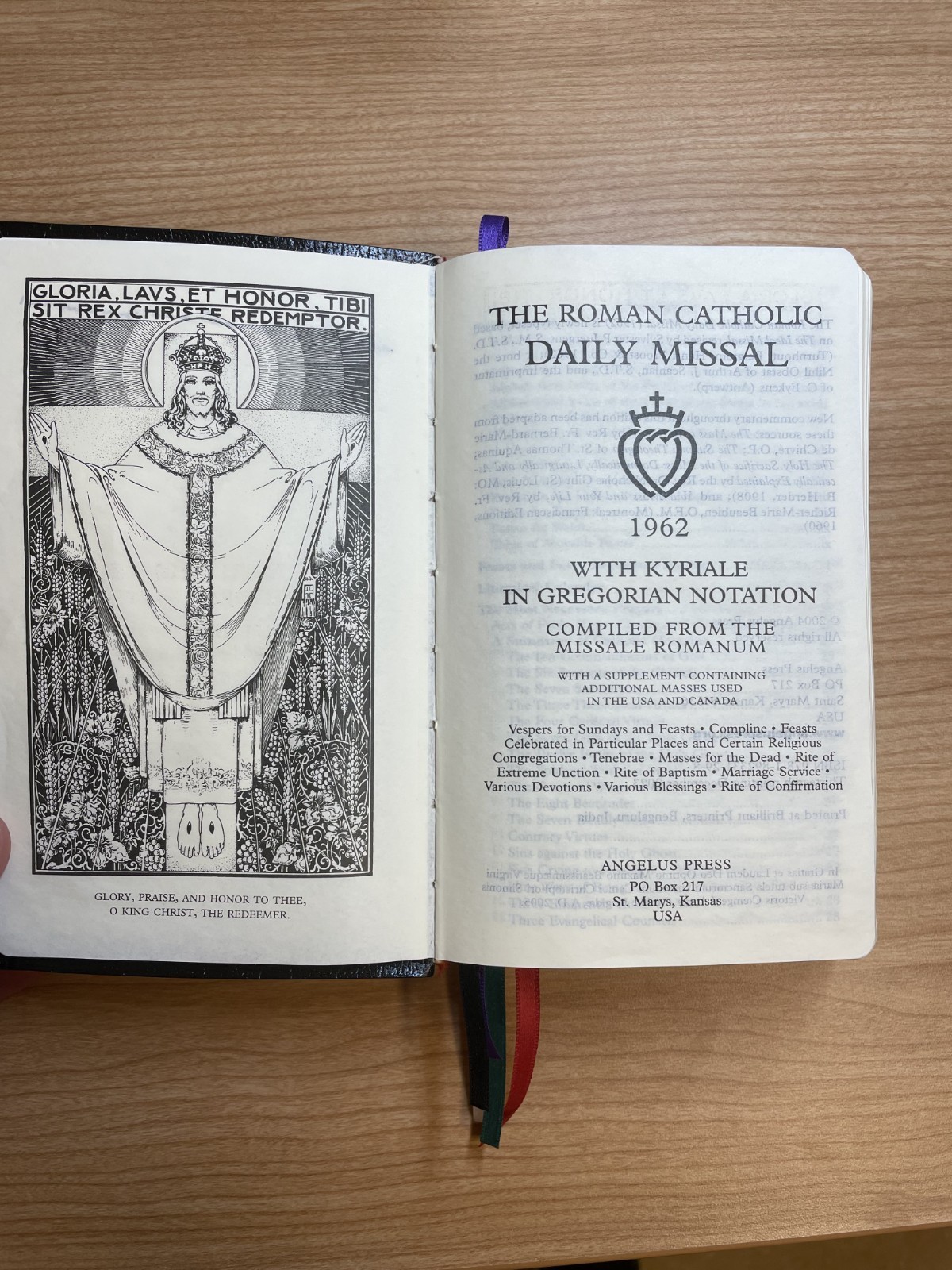 1962 Angelus Press TLM Missal Signed By Raymond Leo Cardinal Burke + Photo