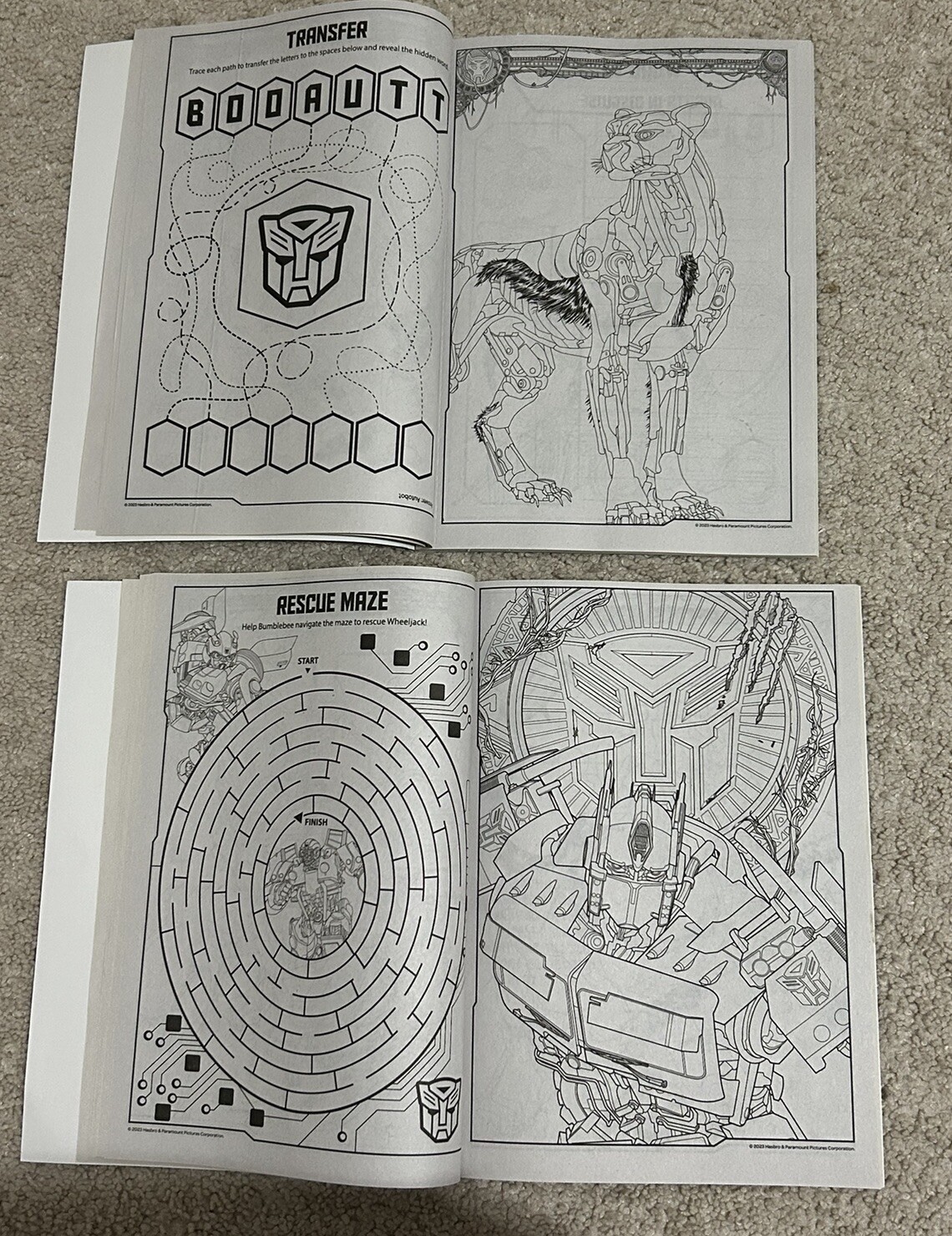 Transformers Rise Of The Beasts Jumbo Coloring&Activity Book 2 Pcs(Made In USA)