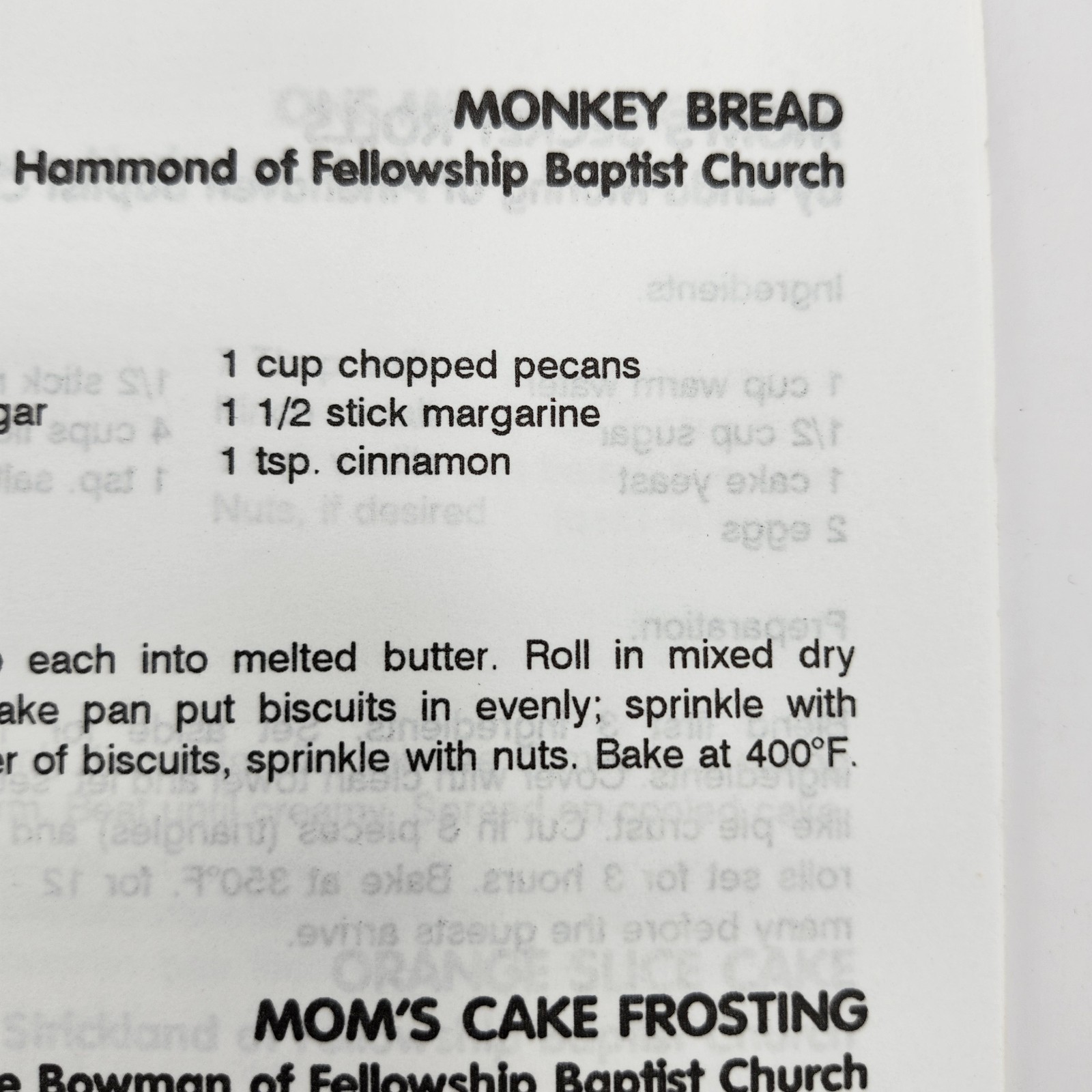Burnt Offerings West Florida Baptist Association Cookbook Recipes 1994