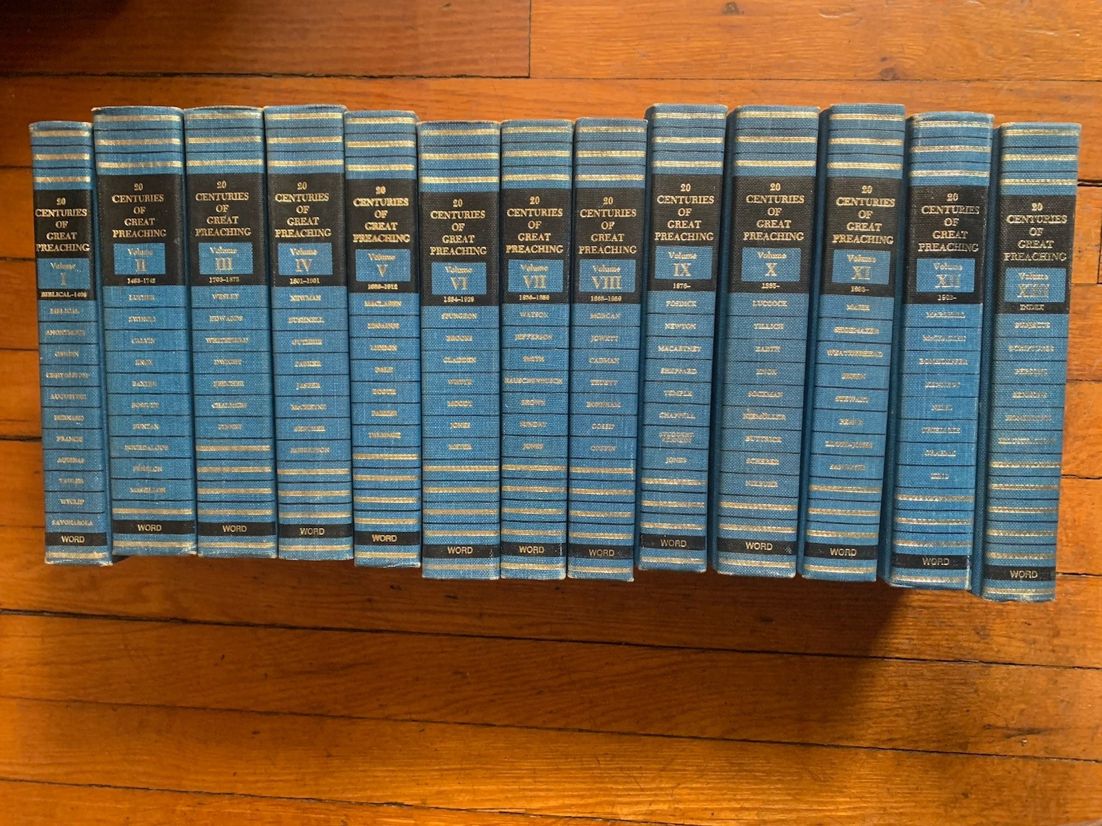 20 CENTURIES OF GREAT PREACHING” |COMPLETE 13 VOL SET, 1979 BLUE HARDBACK