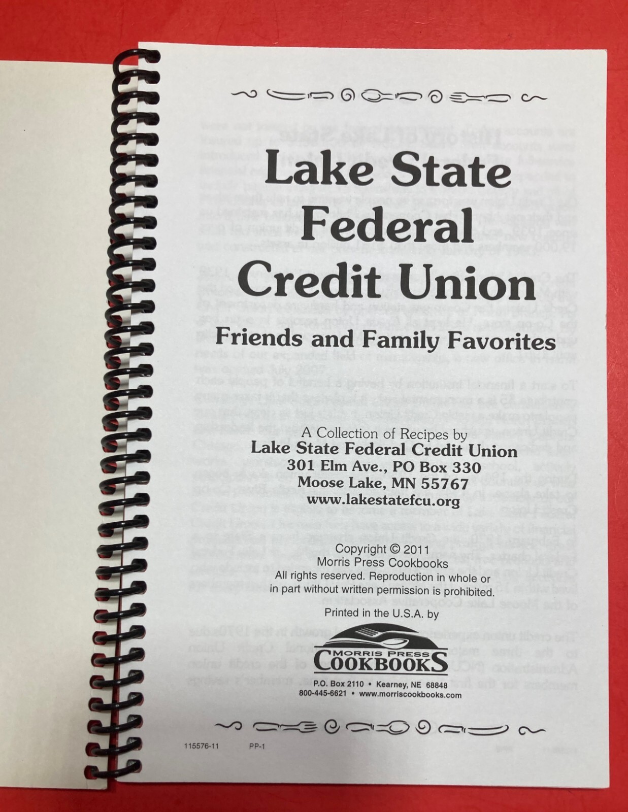 LAKE STATE FEDERAL CREDIT UNION FAVORITES COOKBOOK 8.5X6 INCHES MOOSE LAKE MINN.