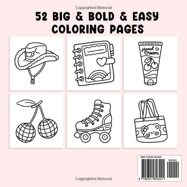 Cute & Groovy Coloring Book for Adults and Kids Bold and Easy Simple and Big