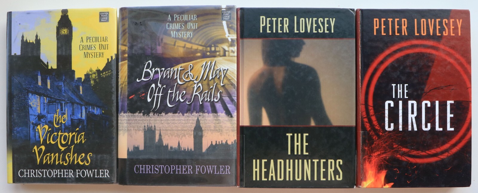 Lot of 4 Large Print Suspense Hardback Bks by Christopher Fowler & Peter Lovesey