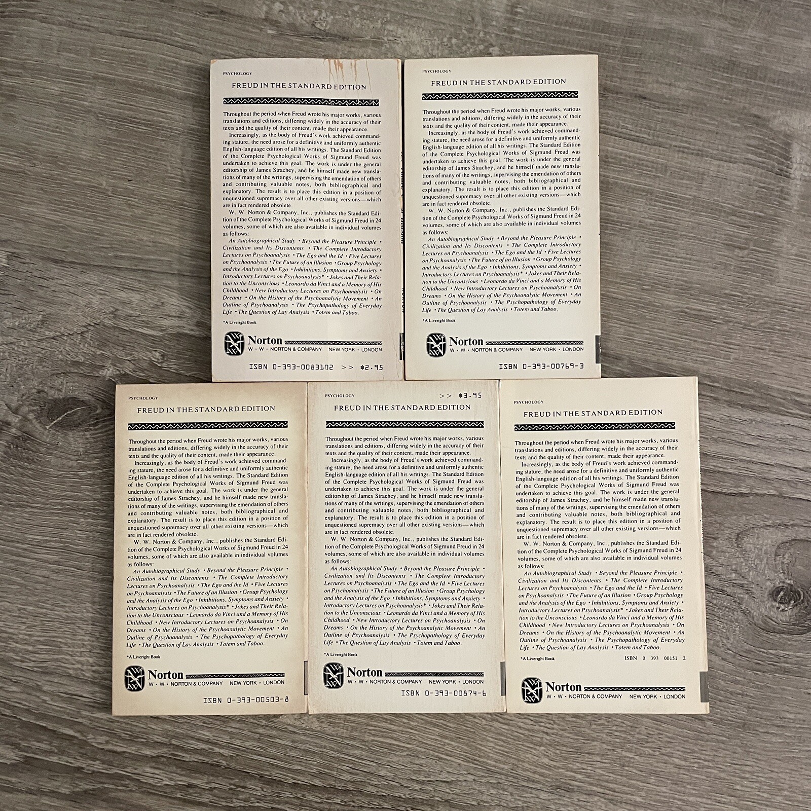 5 Book Sigmund Freud Vintage Paperback Lot
