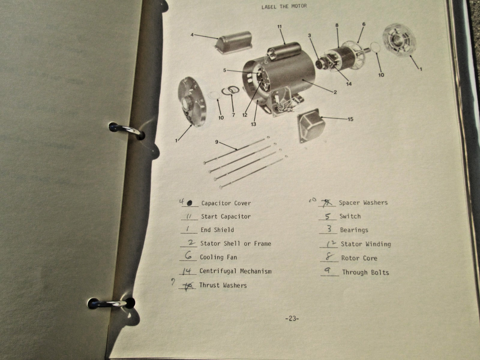 General Electric GE Five-Star Motor School 3-Ring Binder and Coursework 1979