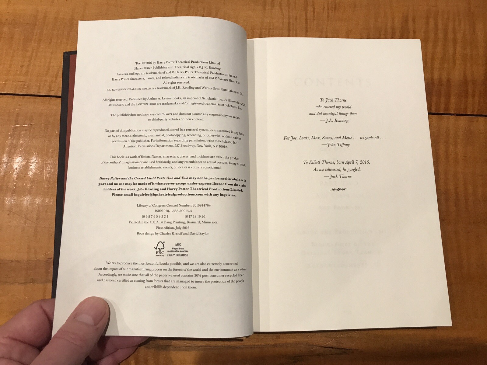 Special Rehearsal Edition J. K. ROWLING Harry Potter and the Cursed Child 2016