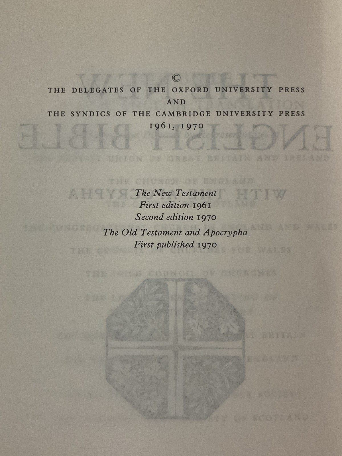 The New English Bible with The Apocrypha 1970 Oxford Cambridge University Press