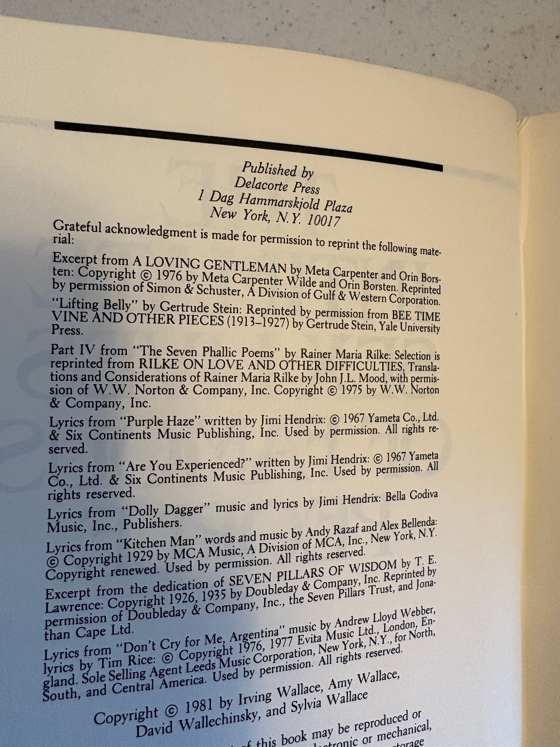 The Intimate Sex Lives of Famous People Wallace 1981 Biography Delacorte Press