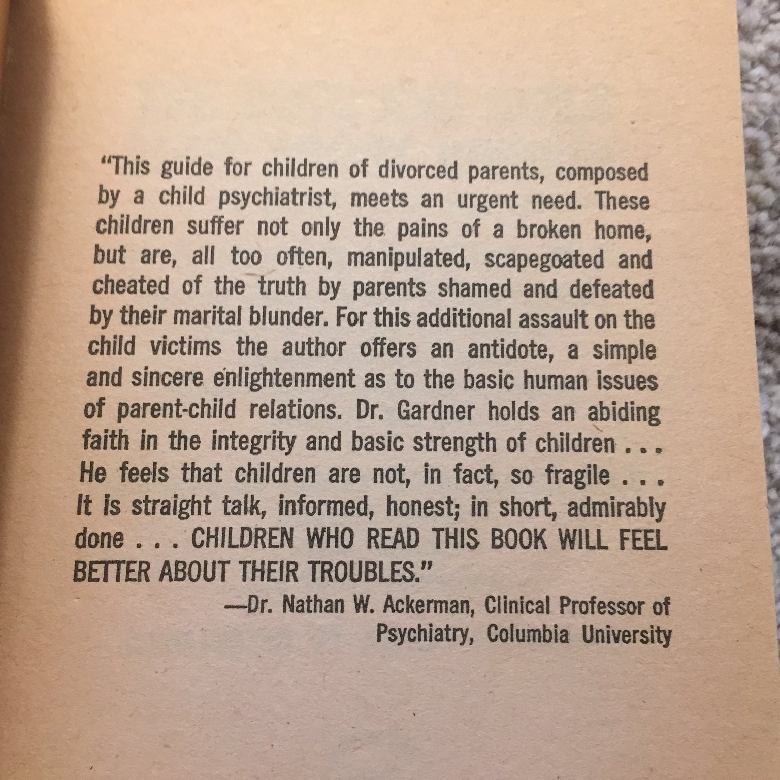 The Boys and Girls Book About Divorce Richard A. Gardner 1977 Paperback Bantam