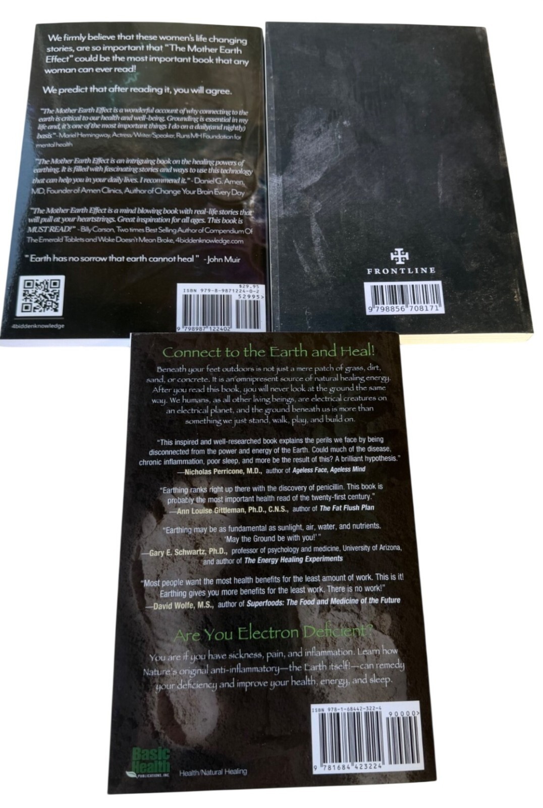 MIXED Set of 3 Paperback Books “Identity, Earthing, Mother Earth Effect” (EUC)