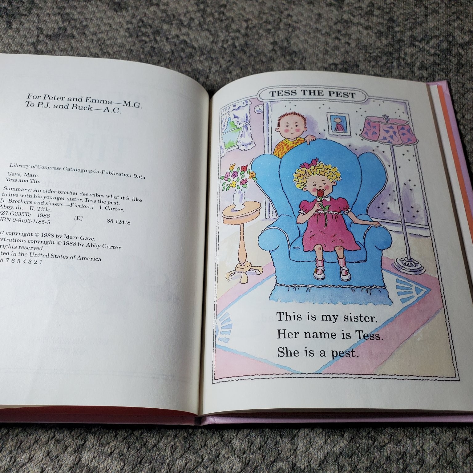 Tess and Tim Marc Gave 1988 First Printing Illustrated Parents Magazine Press