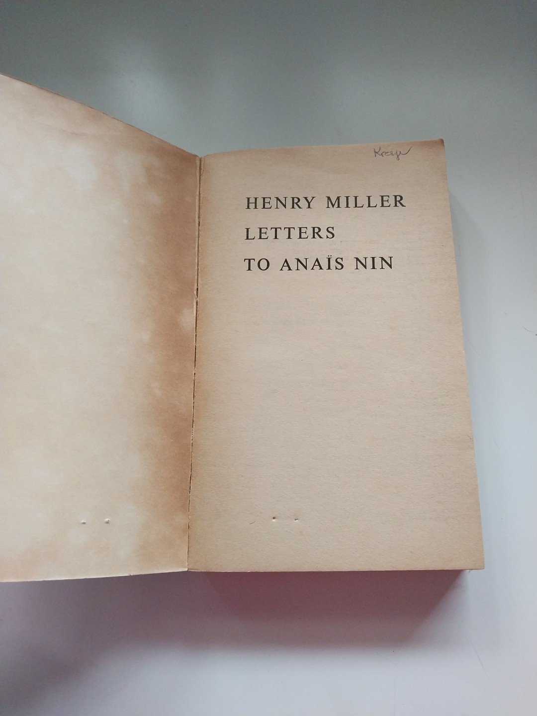 Letters to Anais Nin (Tesoro Books), Miller, H.