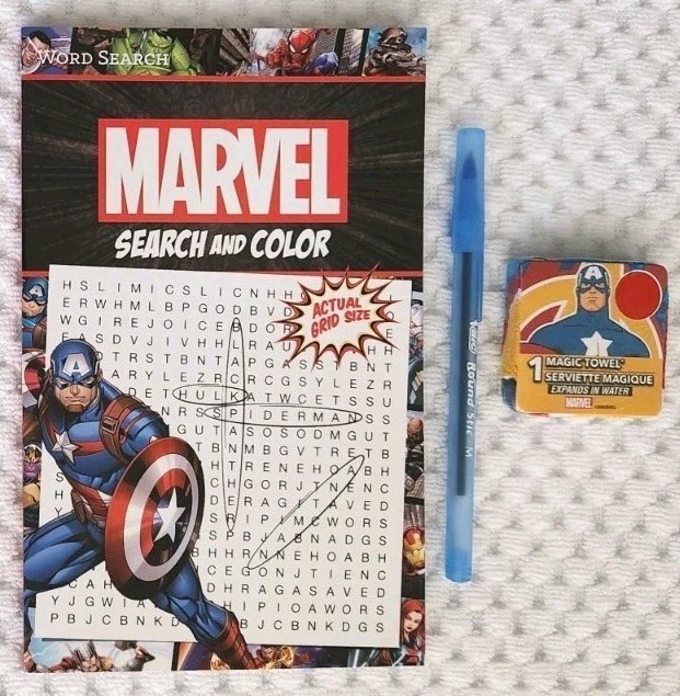 Dreamtivity Marvel Search & Color, 2025, Captain America Word Search;Magic Towel