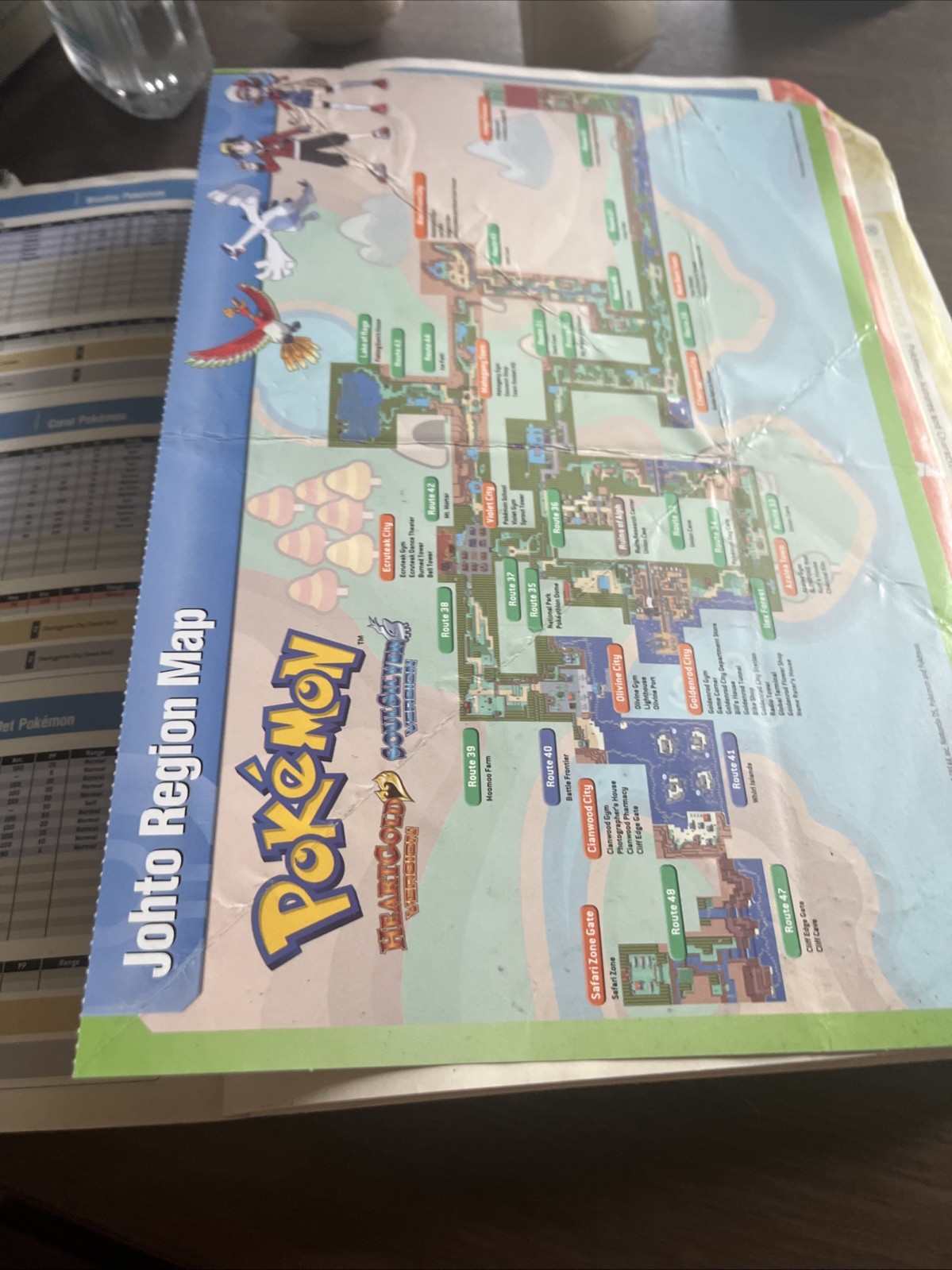 Pokemon HeartGold & SoulSilver Strategy Guide Poster Nintendo DS W/poster