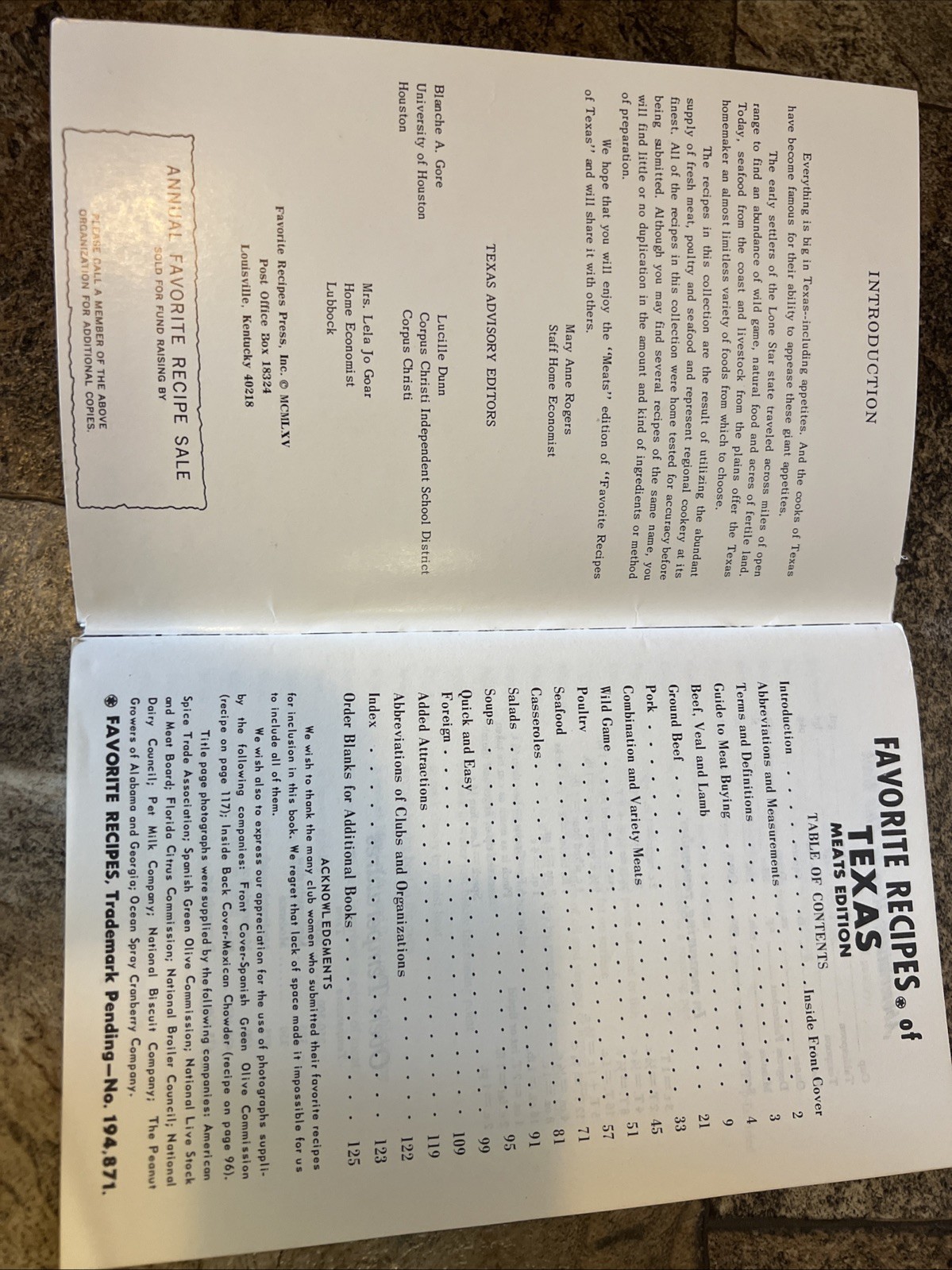 Vintage 1965 Favorite Recipes Of Texas Meats Booklet Cookbook Women’s Club