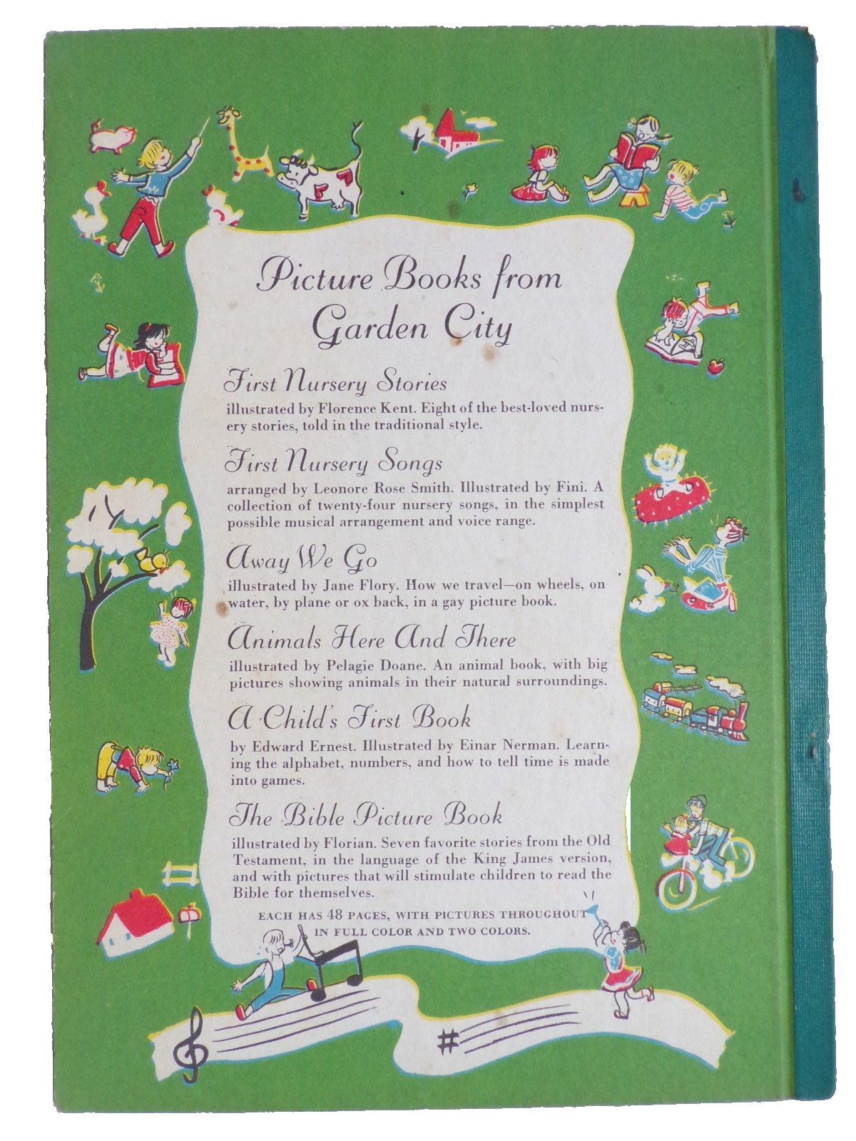 1945 THE BIBLE PICTURE BOOK HARD COVER COLOR ILLUSTRATED BY FLORIAN 48 PAGES