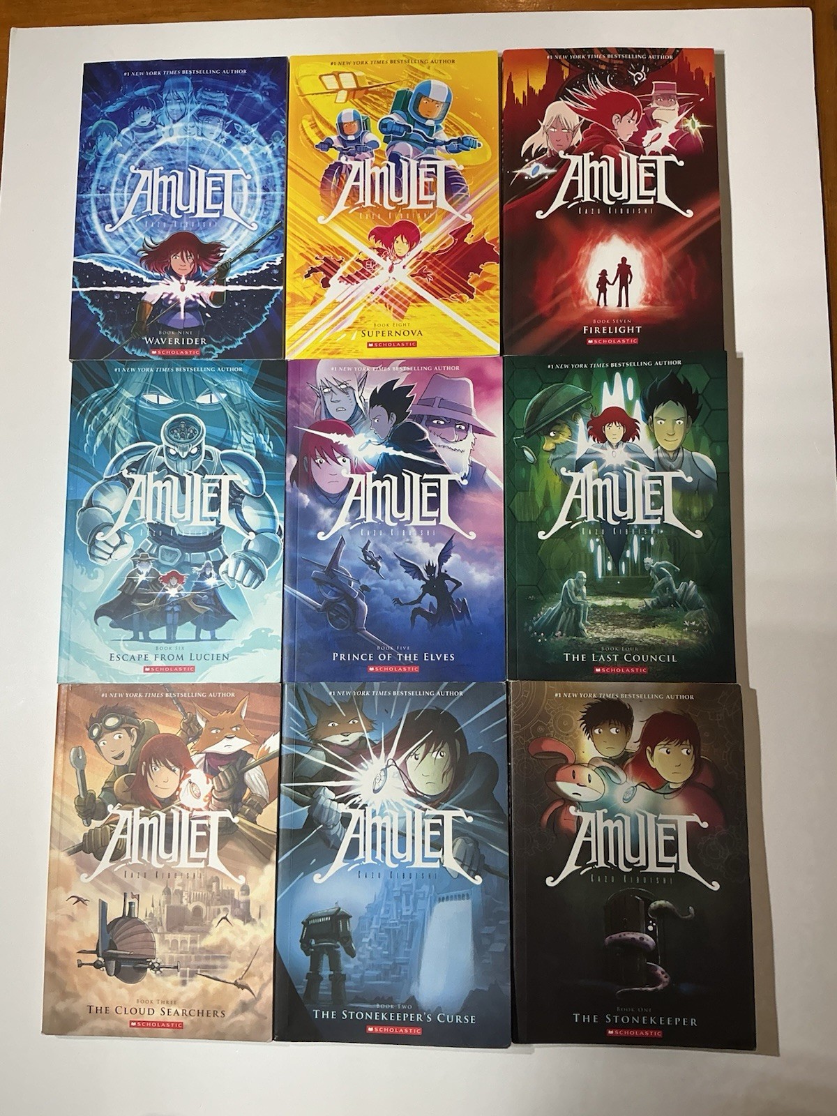 Lot 9 AMULET Books #1-9 Complete Series Set by Kazu Kibuishi Graphic Novels