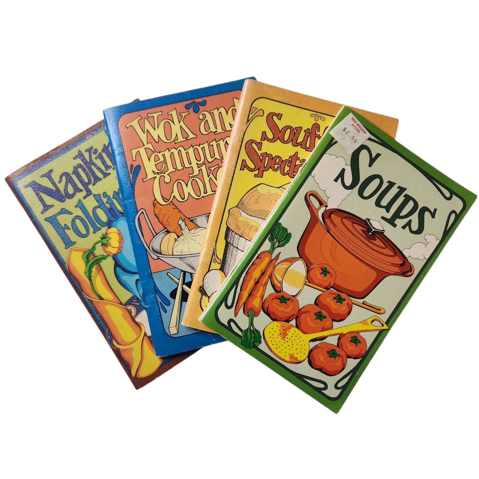 Potpourri Press Vintage 70’s Cookbooks Lot of 4 Bundle Soups Souffle Wok Tempura