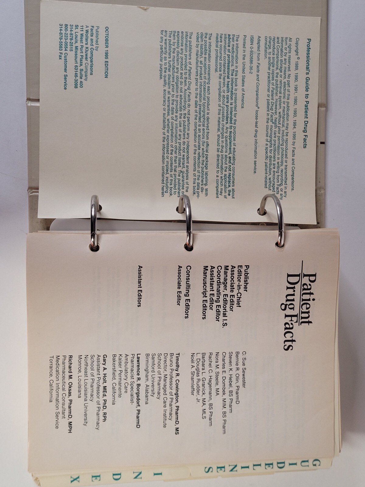 Professionals Guide To Patient Drug Facts And Comparisons 1995 Wolters Kluwer Co