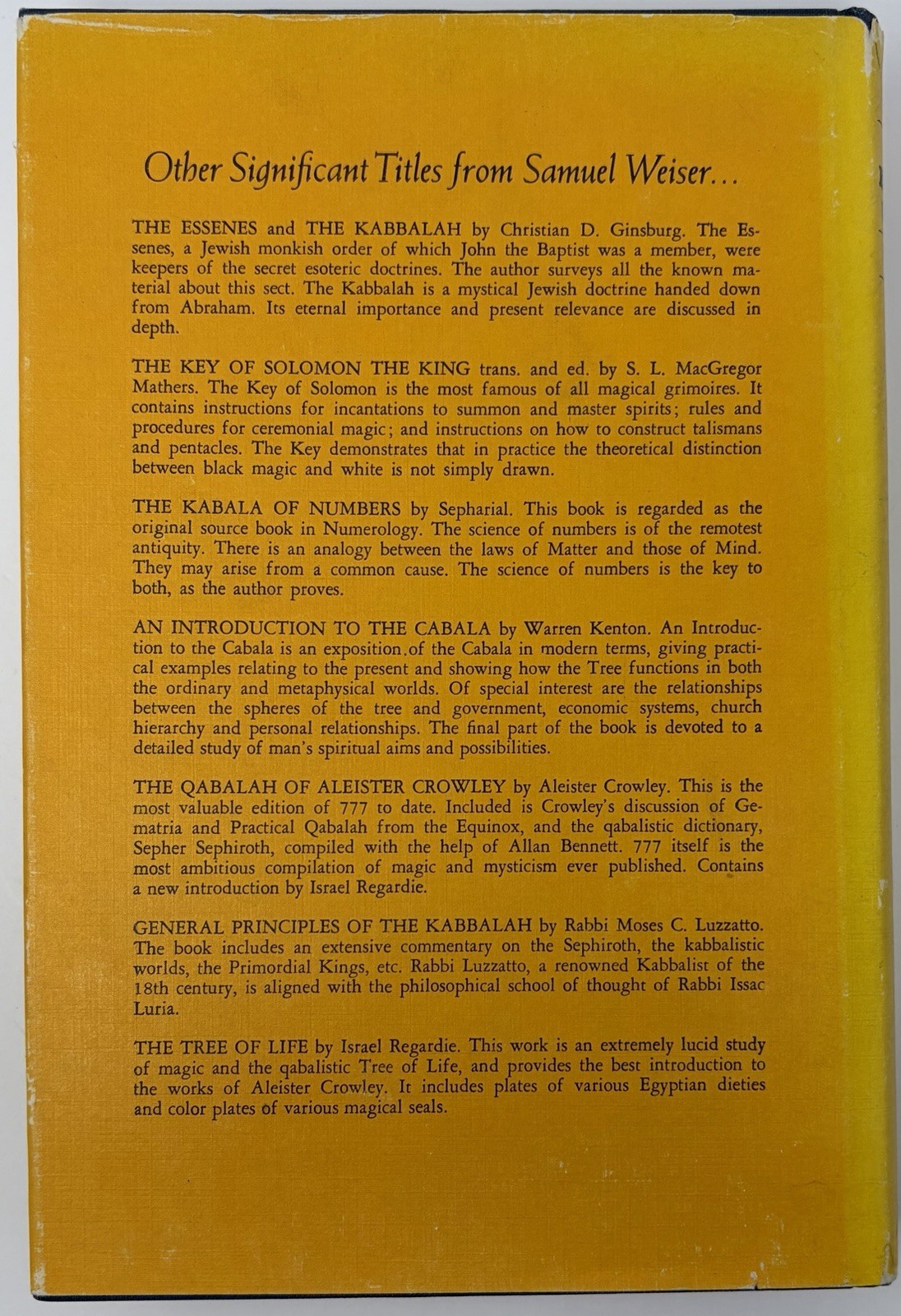 The Kabbalah Unveiled Mathers 1978 Hardcover Book Zohar Esoteric Denudata