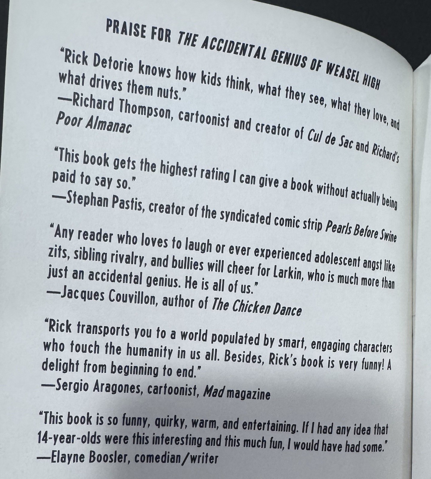 Accidental Genius of Weasel High by Rick Detorie (2011, Trade Paperback)