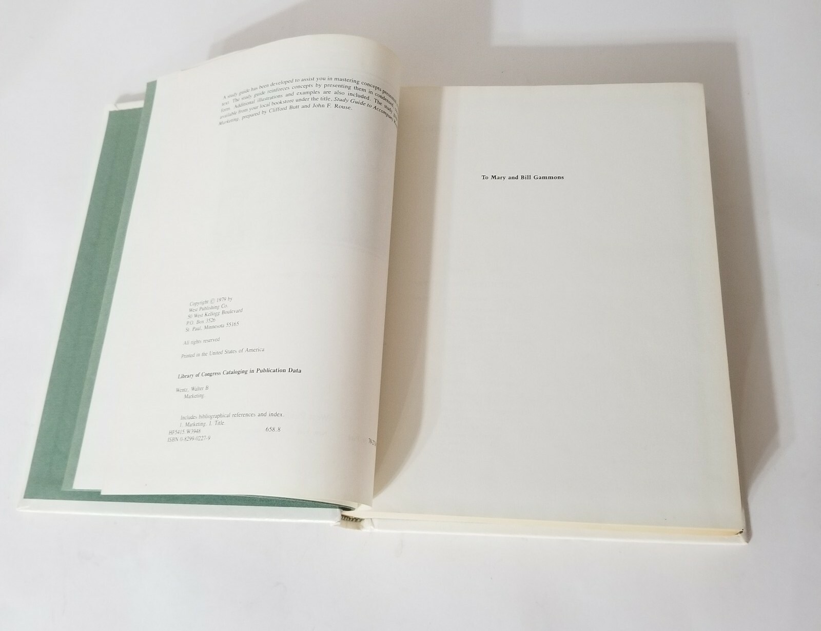 Marketing Walter B Wentz Hardcover Book English 1979 West Publishing Company