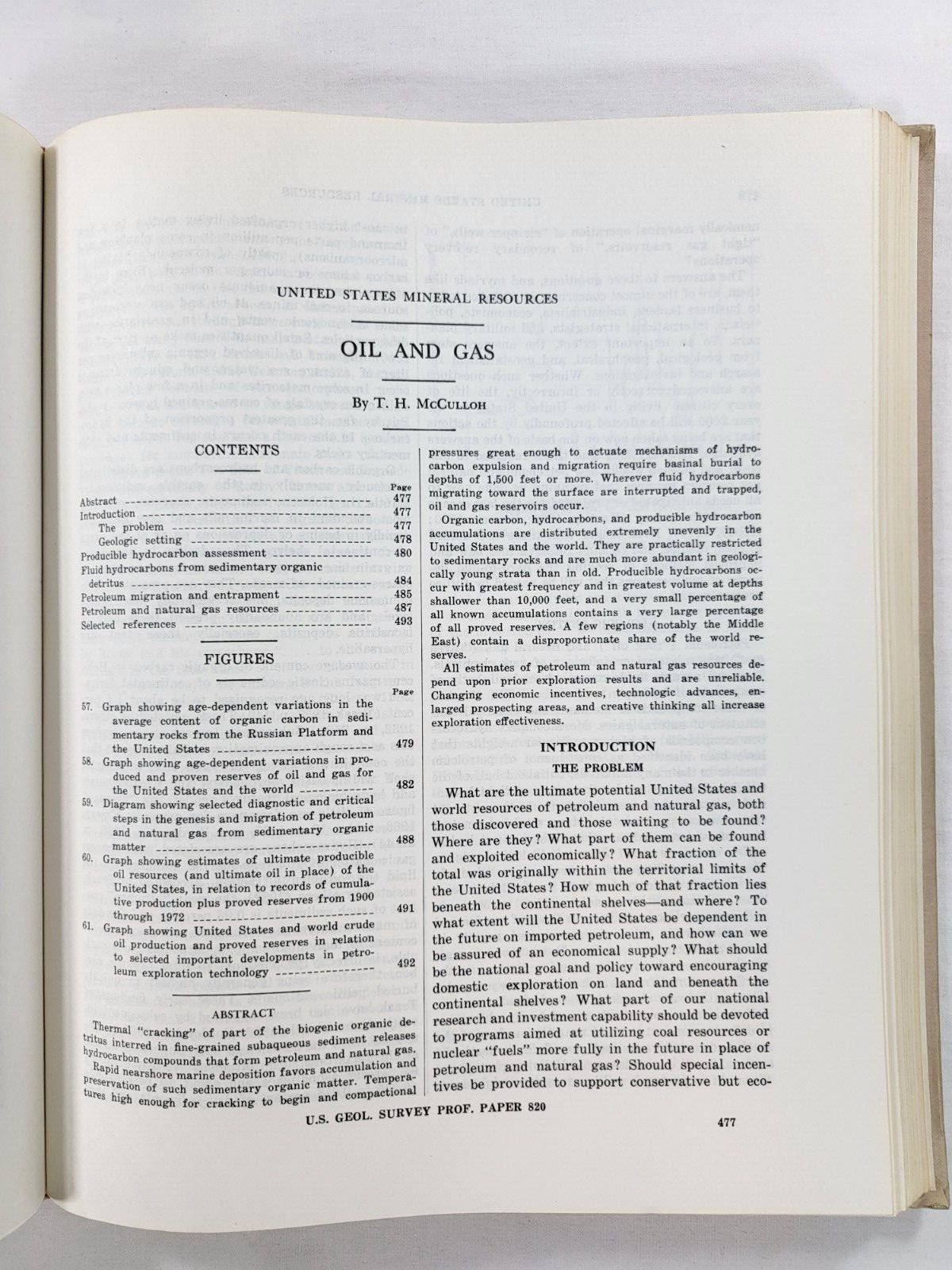 1973 Unites States Mineral Resources Geological Survey Paper 820 1st Edition