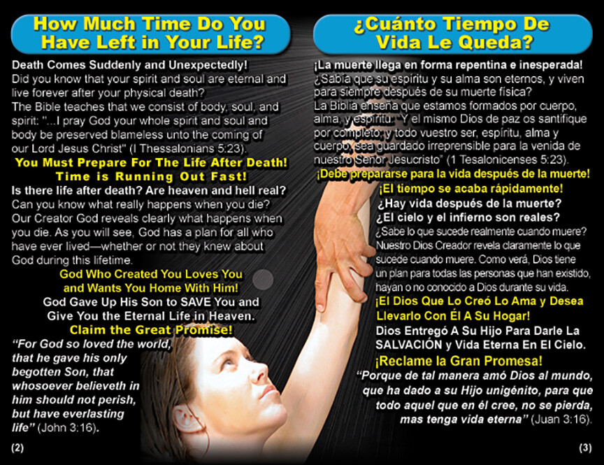 English/Spanish, RAPTURE Gospel Bible Tracts, 40 PK in 2 Covers, 20 Pages Ea.