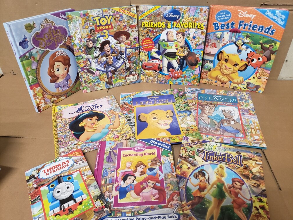 Lot of 10 Look & Find Walt Disney Waldo SpongeBob Pixar Popular Kid Books Random