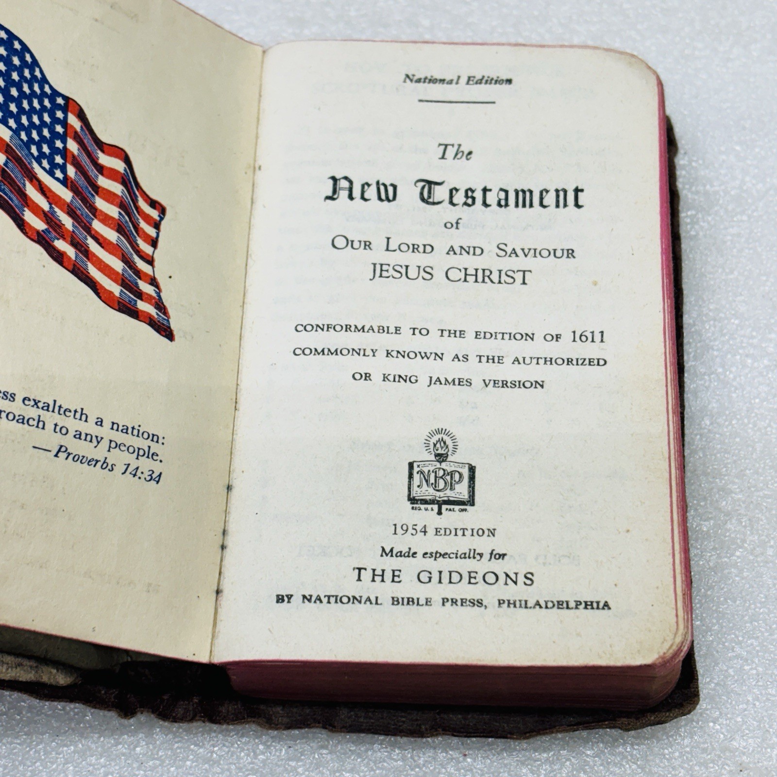 VTG‼ Gideons New Testament Psalms Proverbs 1954 Edition KJV National Bible Press