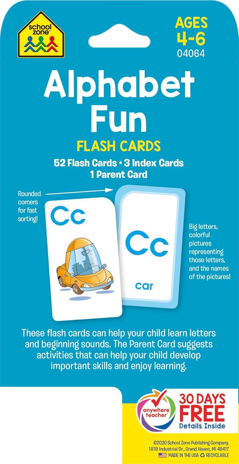 School Zone – Alphabet Fun Flash Cards – Ages 4 to 6, Preschool to…