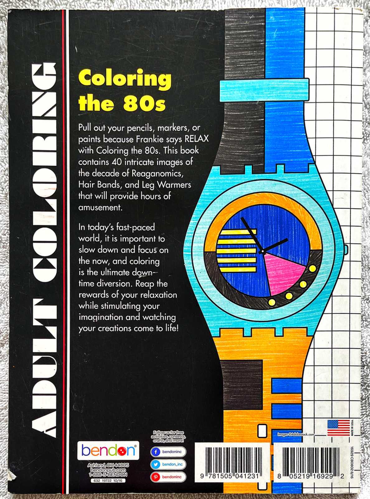 📻 Bendon 16929 Coloring the 80’s Advanced Adult Book VG 38 Pix HipHop FreeShip