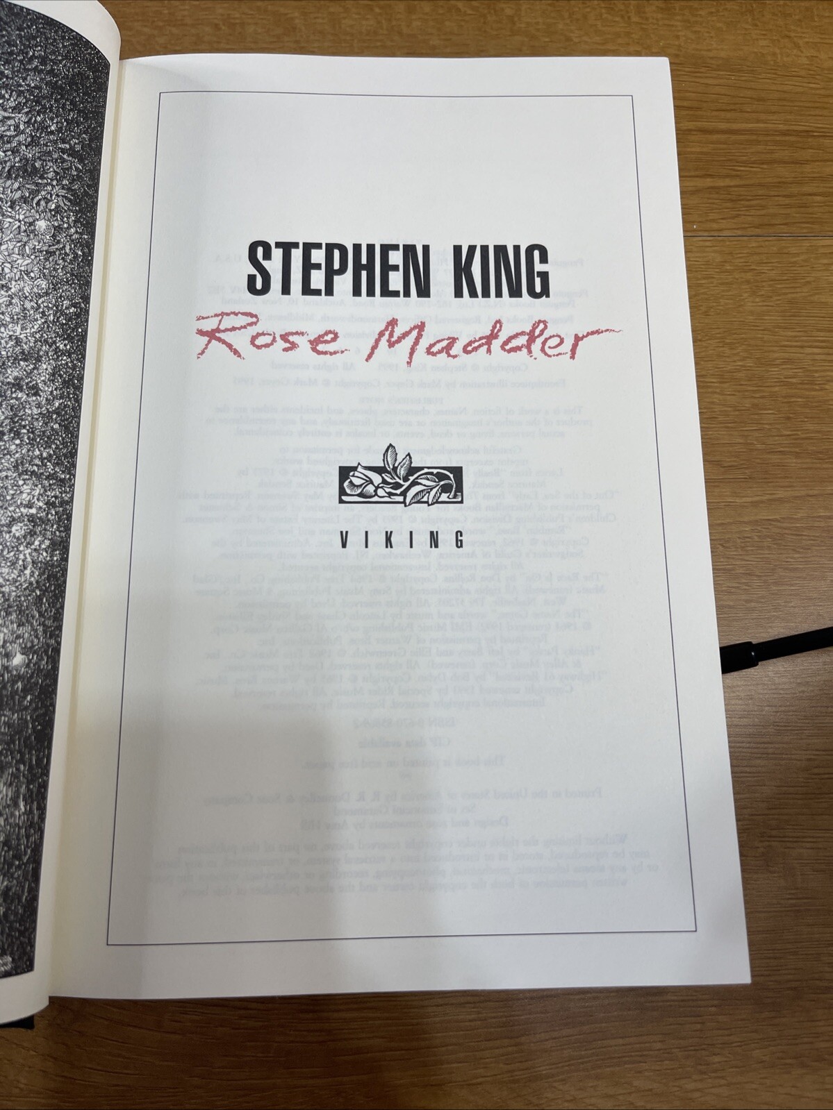 Rose Madder First Edition / 1st Printing ~ Stephen King Hardcover
