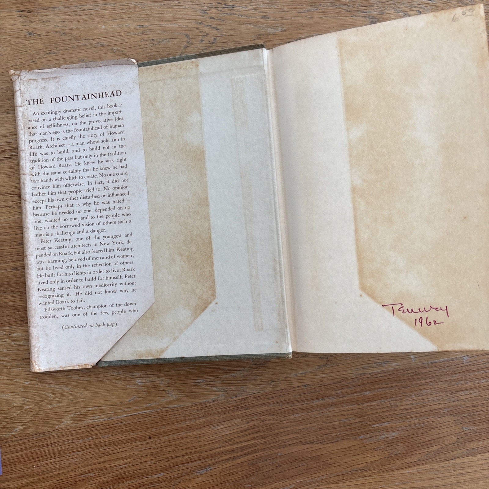 THE FOUNTAINHEAD Ayn Rand Vintage 1943 HC DJ Early Ed. Bobbs Merrill Book Errors