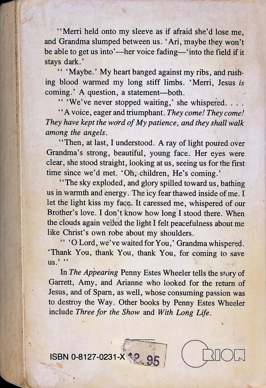 The Appearing Penny Estes Wheeler 1979 Christian Fiction Dystopian Southern Pub