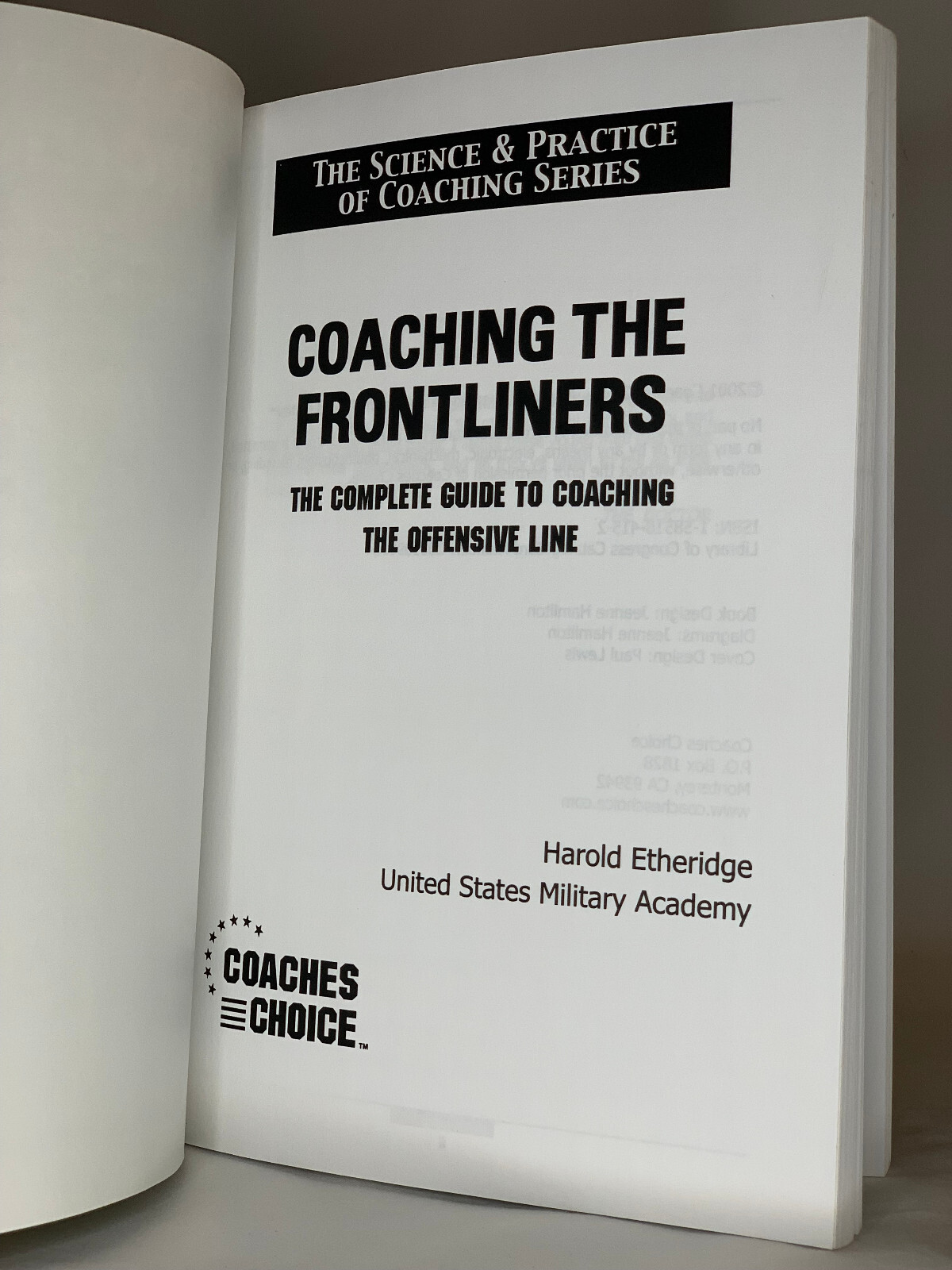 Coaching The Frontliners, by Harold Etheridge – 2001 – Coaches Choice – PB