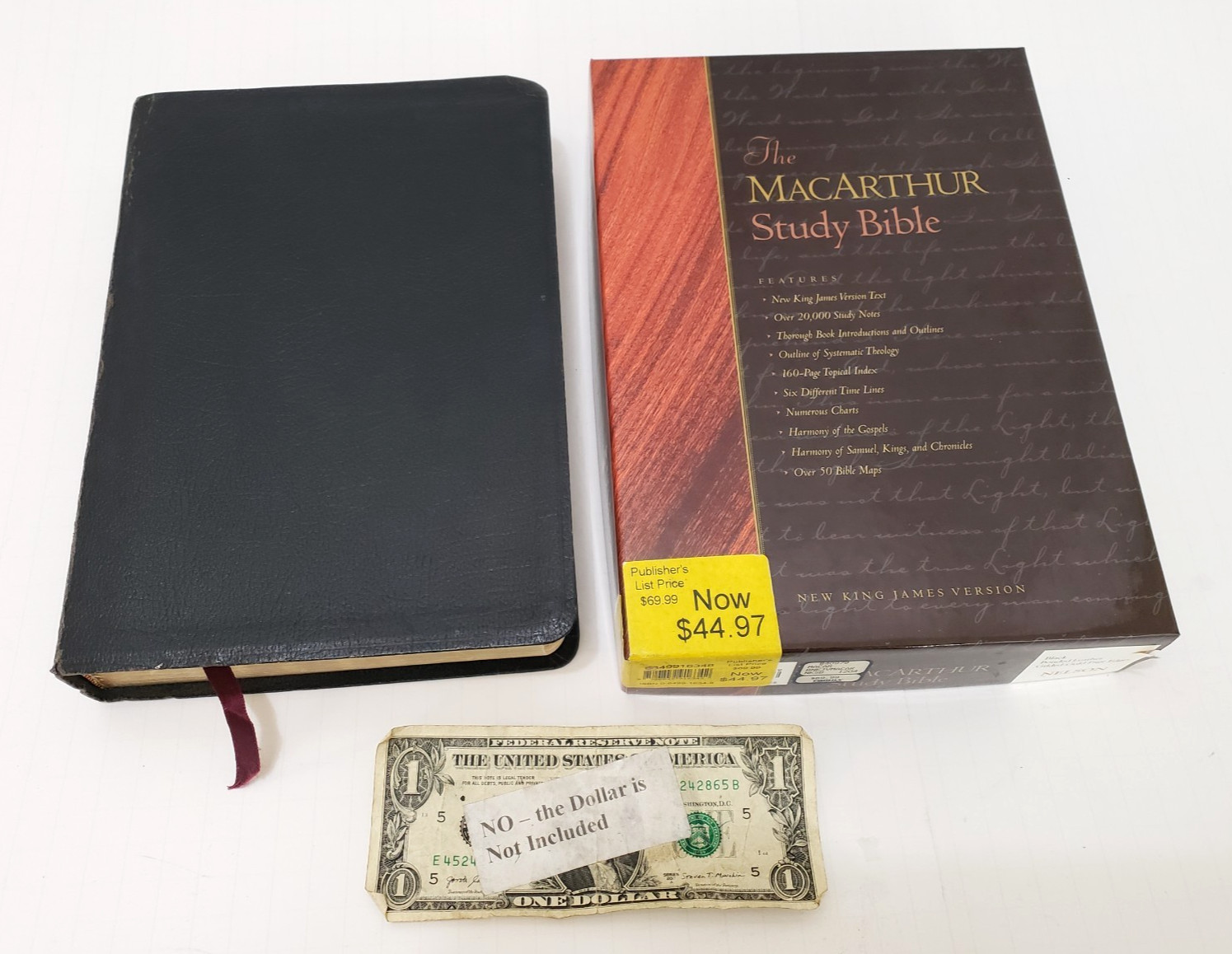 THE MacARTHUR STUDY BIBLE – New King James – Black Bonded Leather 1997 With Box