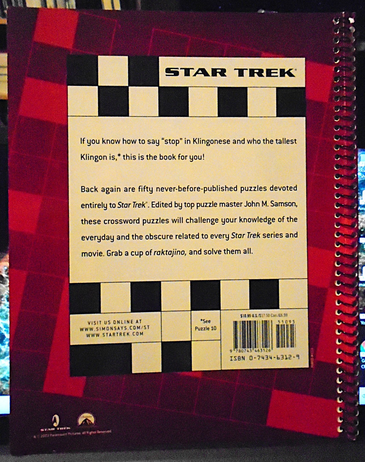 Rare Star Trek Crosswords Book 2 – John M. Samson – 2003 – Like New