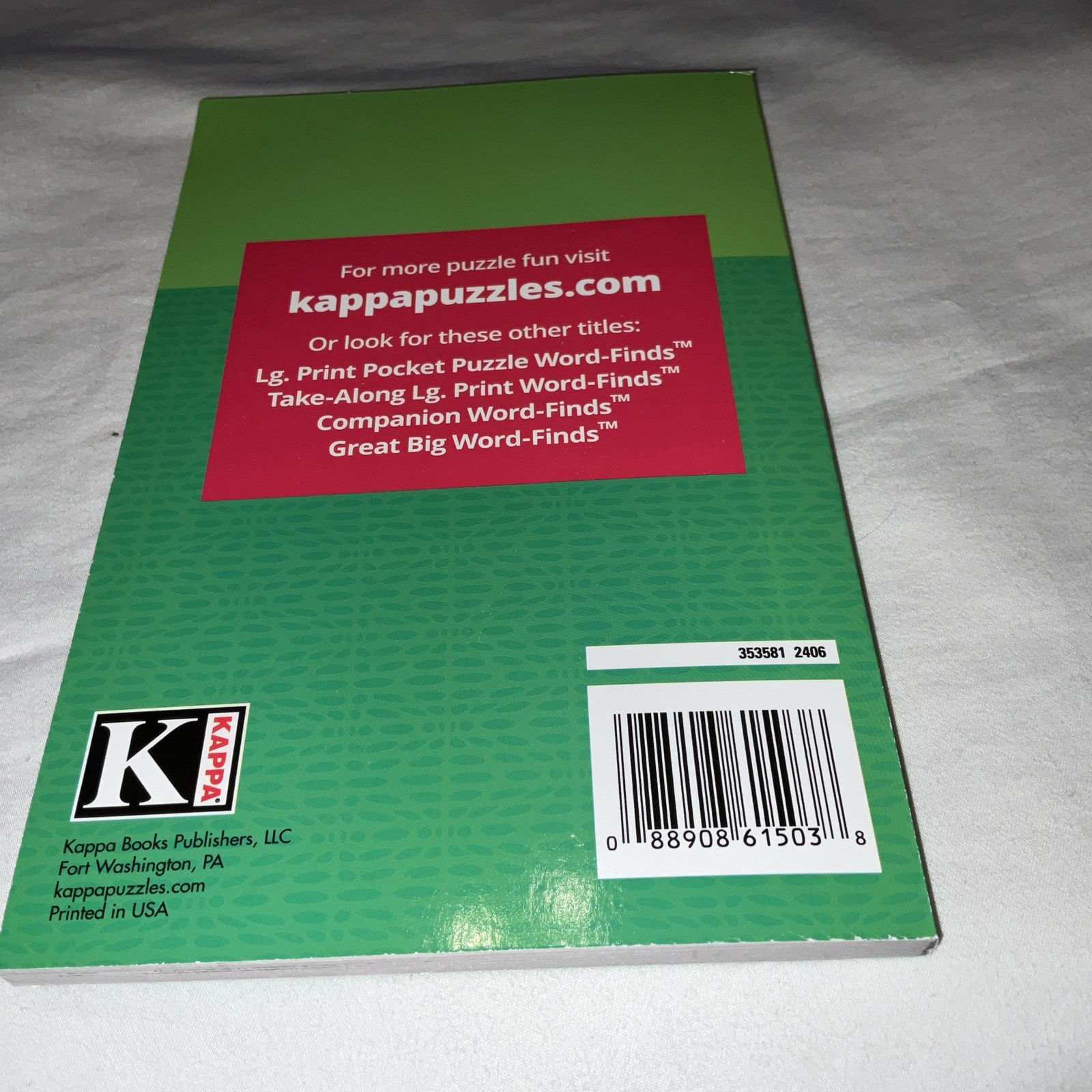 KAPPA Word-Find Pocket Puzzle Volume 252 Pages 129 W/ 58 Puzzles Large Print NEW