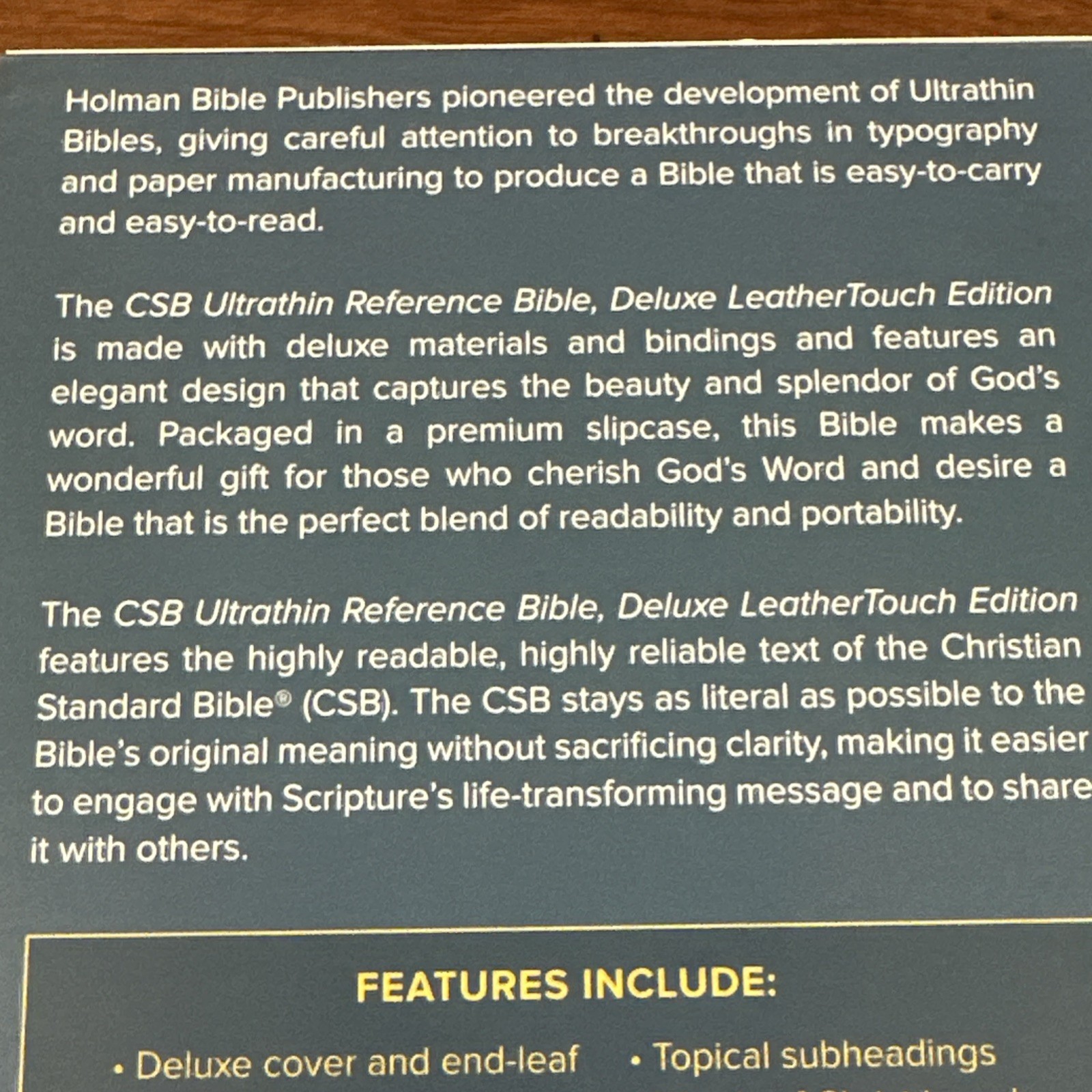 Holman CSB Ultrathin Reference Bible, Navy LeatherTouch, Deluxe Edition
