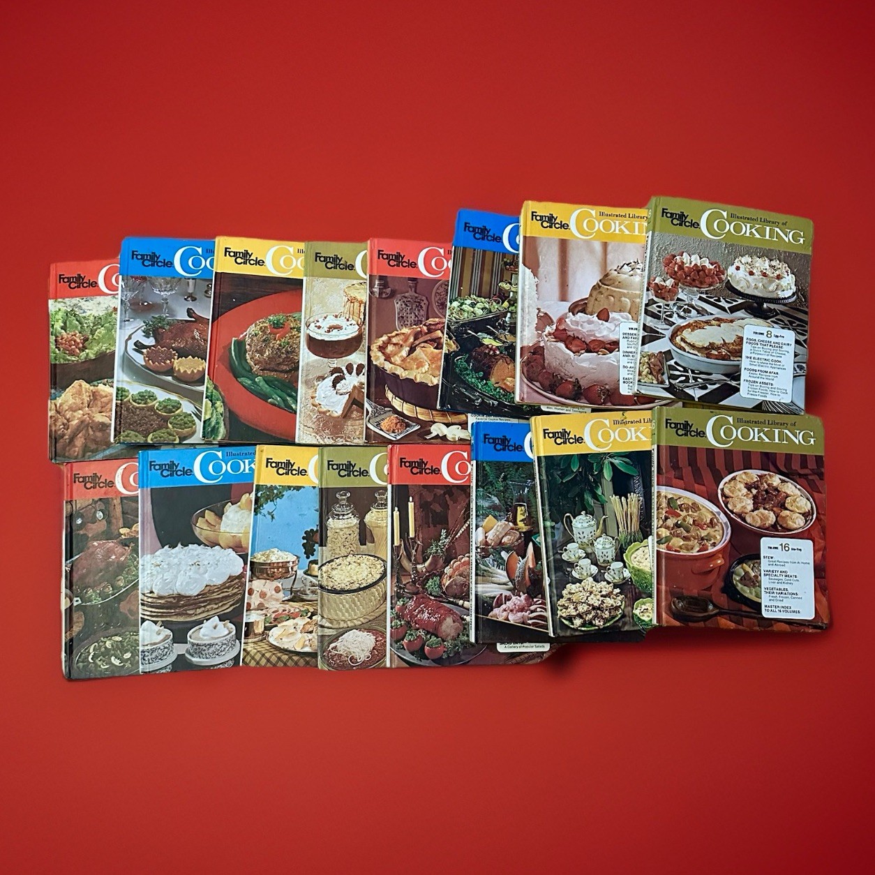 1972 Family Circle Illustrated Library Of Cooking 1-16 Complete Set Cookbooks HC