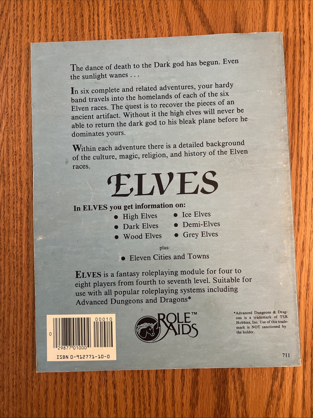Mayfair Games Role Aids – Elves system neutral TTRPG supplement 711 Advanced D&D