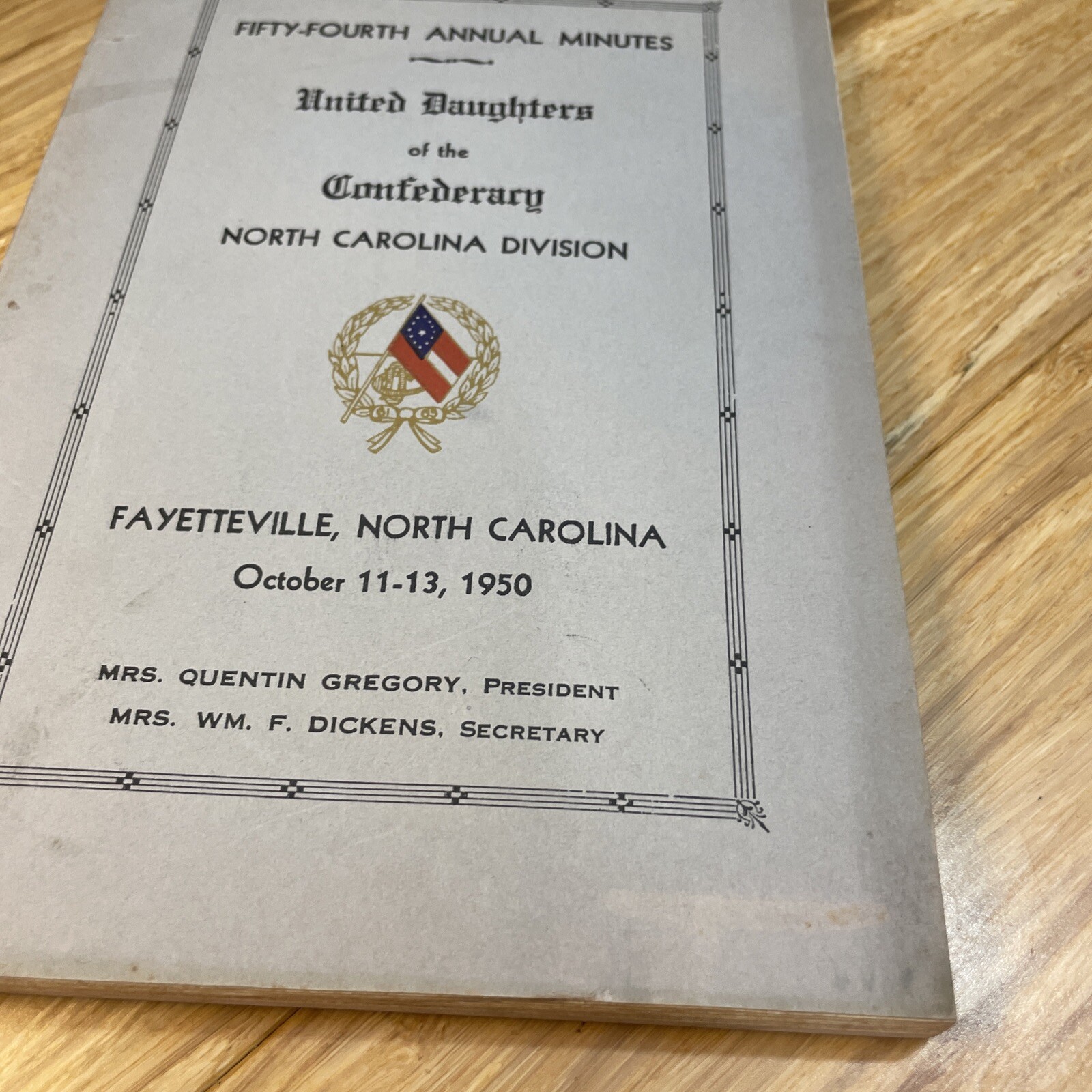 54th Annual Minutes United Daughters of the Confederary NC Division 1950 KG