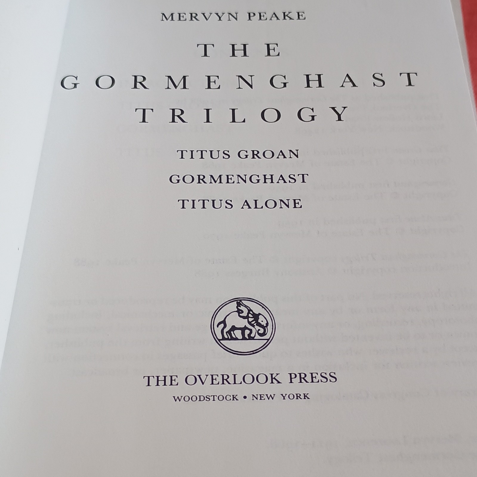Mervyn Peake The Gormenghast Trilogy Hardcover Fantasy Overlook Press 1988 DJ